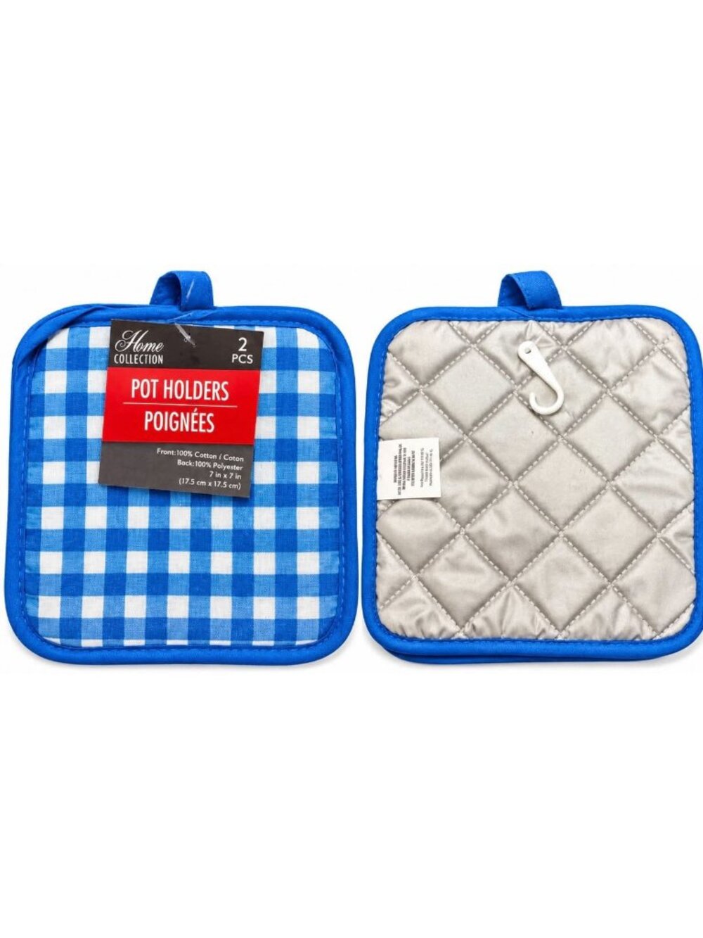 Blue Gingham Pot Holder Set